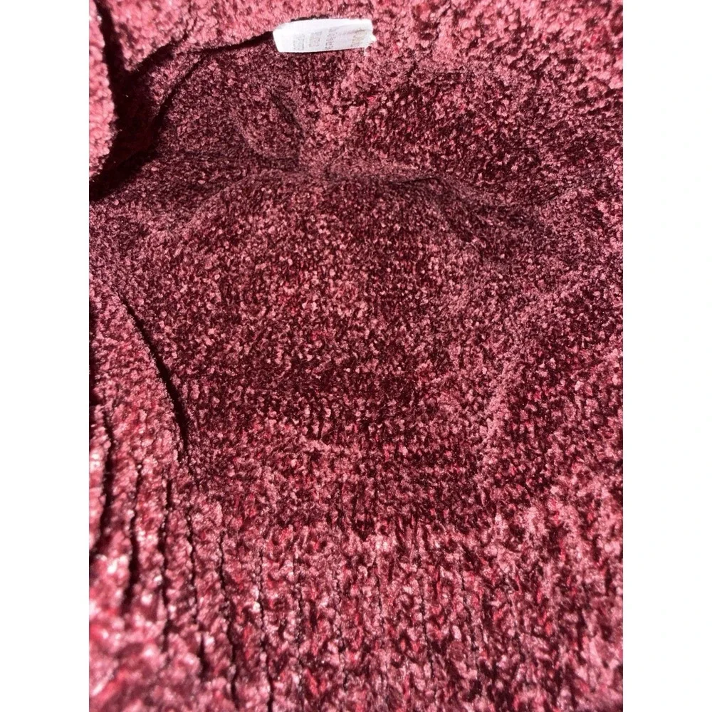 Ava Olivia Girls Chenille Beanie Hat Faux Fur Pom Pom Burgundy Gloves Cold NWT
